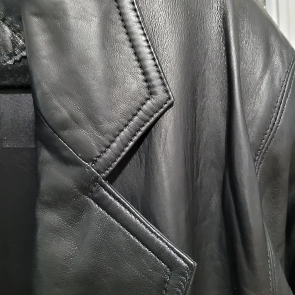 Vintage Leather Black Women's 1980's Jacket Blazer Retro shoulder pads - Picture 16 of 16